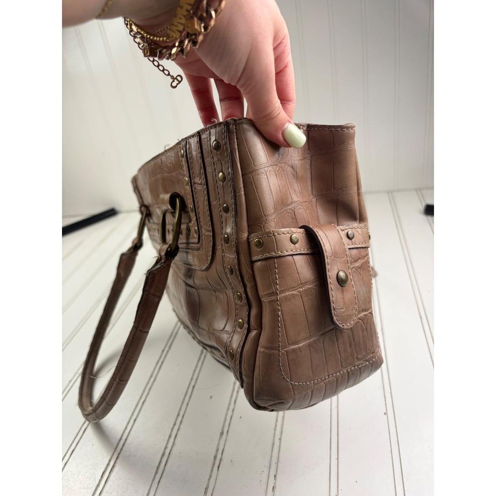 Nine West Vintage Y2K Taupe Croc Embossed Studded Shoulder Bag - Picture 7 of 12